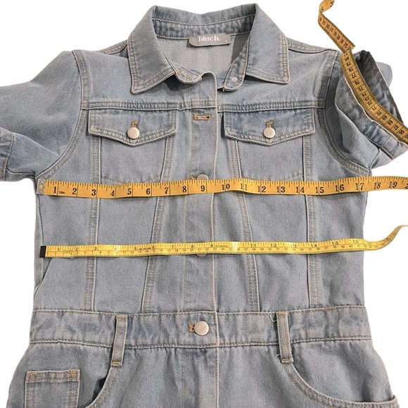 Blue B Rhinestone Fringe Light Wash Denim Romper Western Sparkle Size Small - Picture 6 of 15